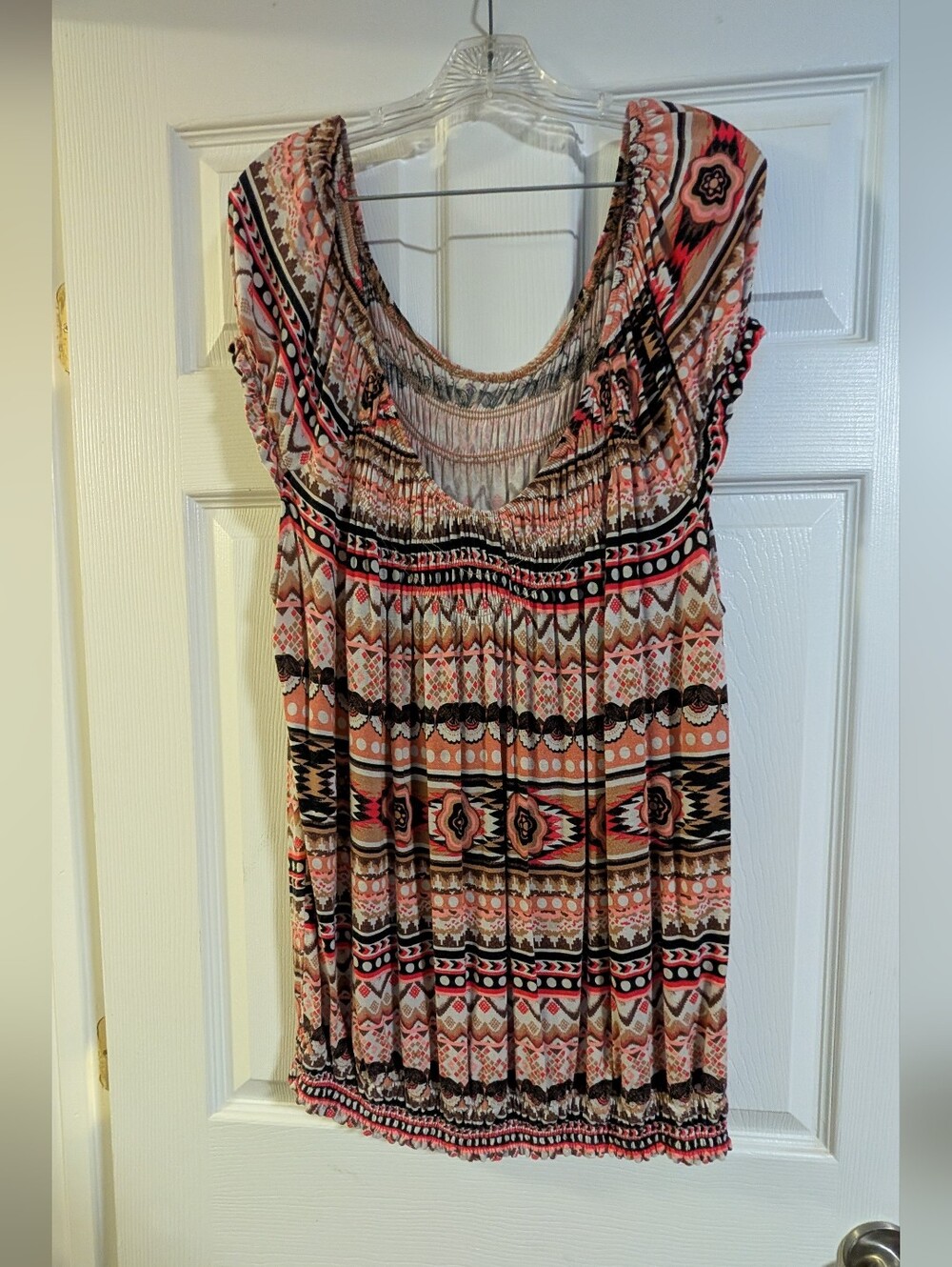 American Rag Boho Geometric Bubble Blouson Top 2X
